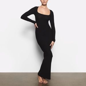 SKIMS soft lounge long sleeve dress BLACK XS